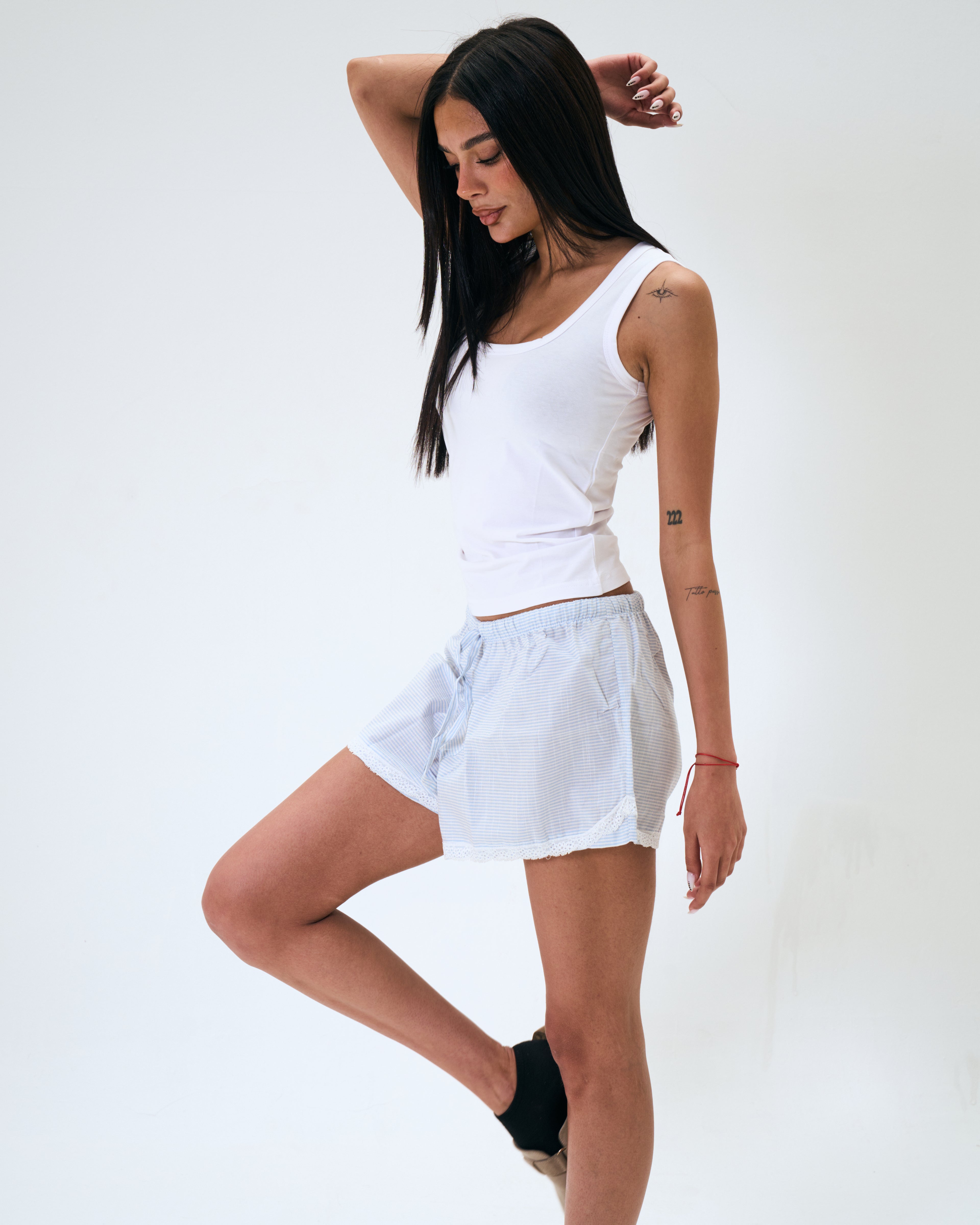 Soft striped cotton shorts