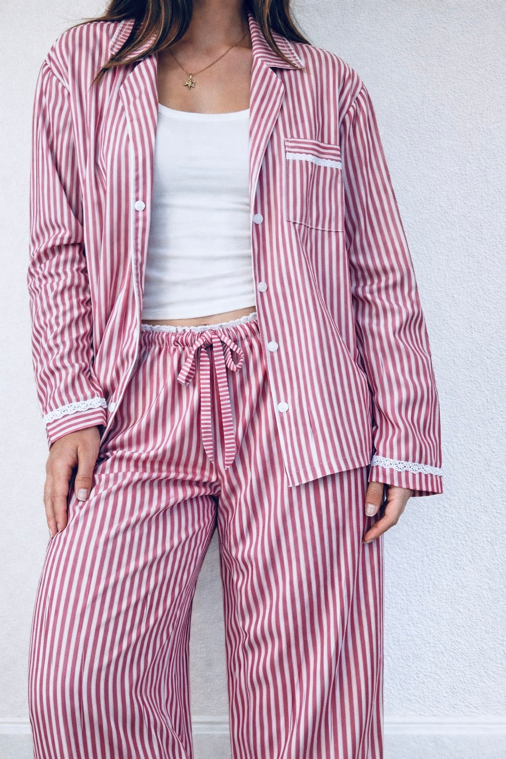 striped oversized pajama set