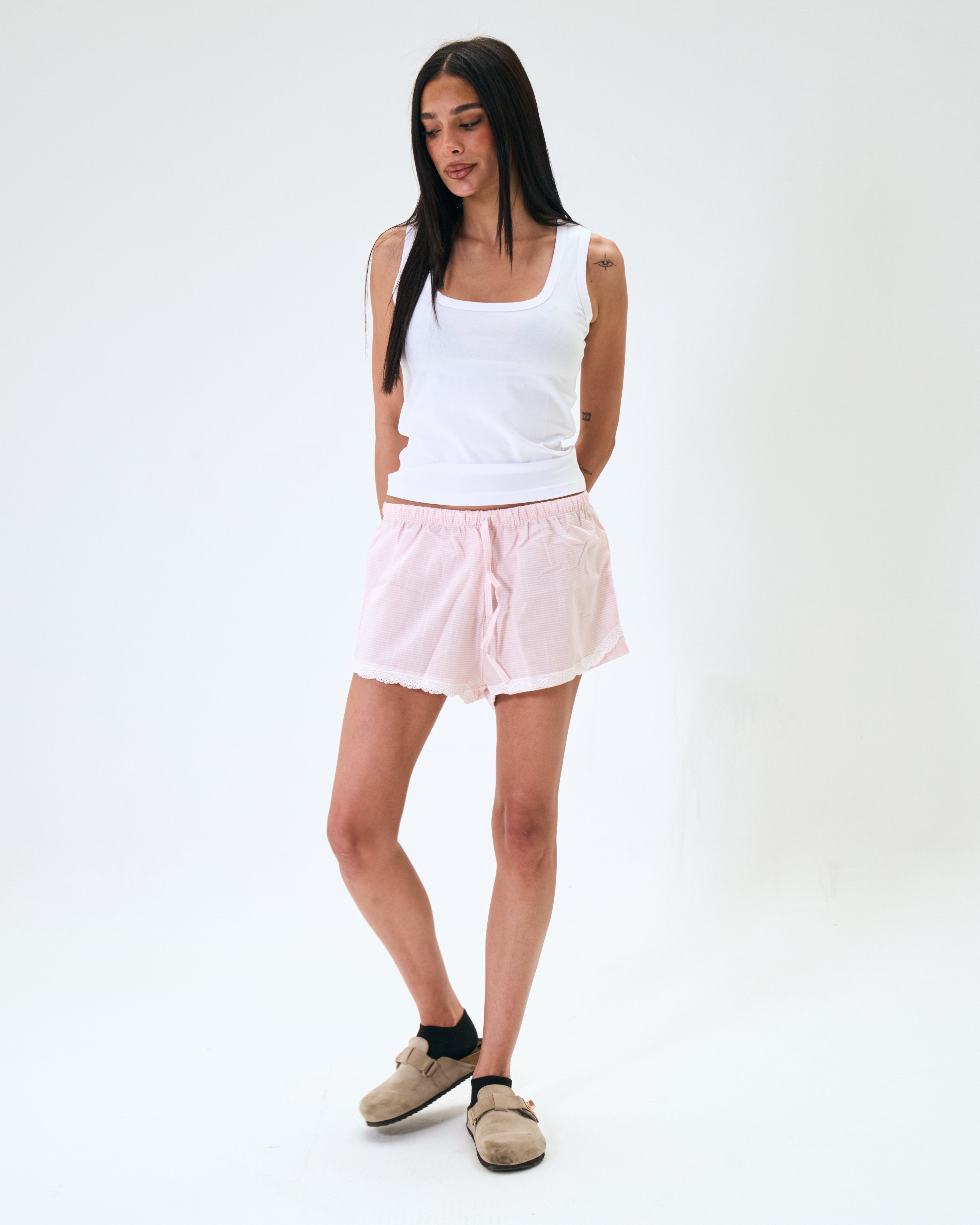 Soft striped cotton shorts